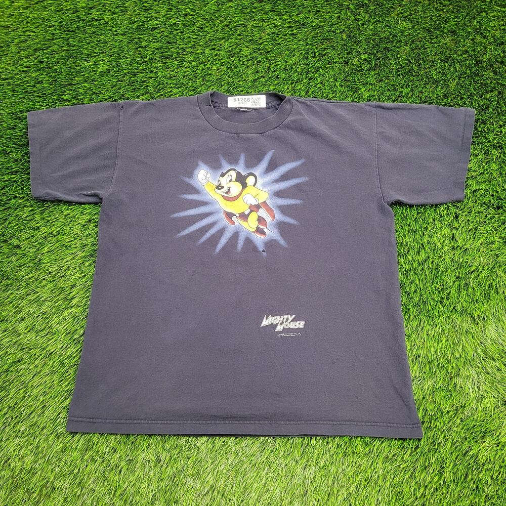 Vintage 90s Mighty-Mouse Shirt Womens XL 21x24 Faded Blue